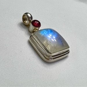 Vintage Moonstone Pendant Hand Set in Sterling Silver